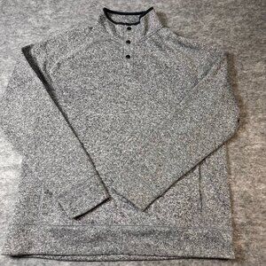 Sonoma Goods For Life Mock Neck Pullover Mens XL Gray Marled Snap Button‎ Fleece